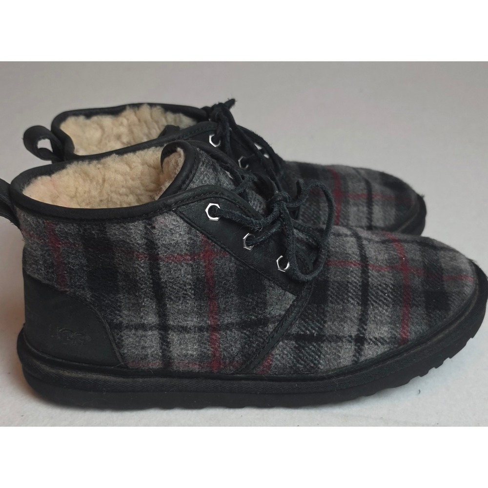 UGG Neumel Plaid Grey Red Wool Lace Up Chukka Boots 1019069 Mens 10